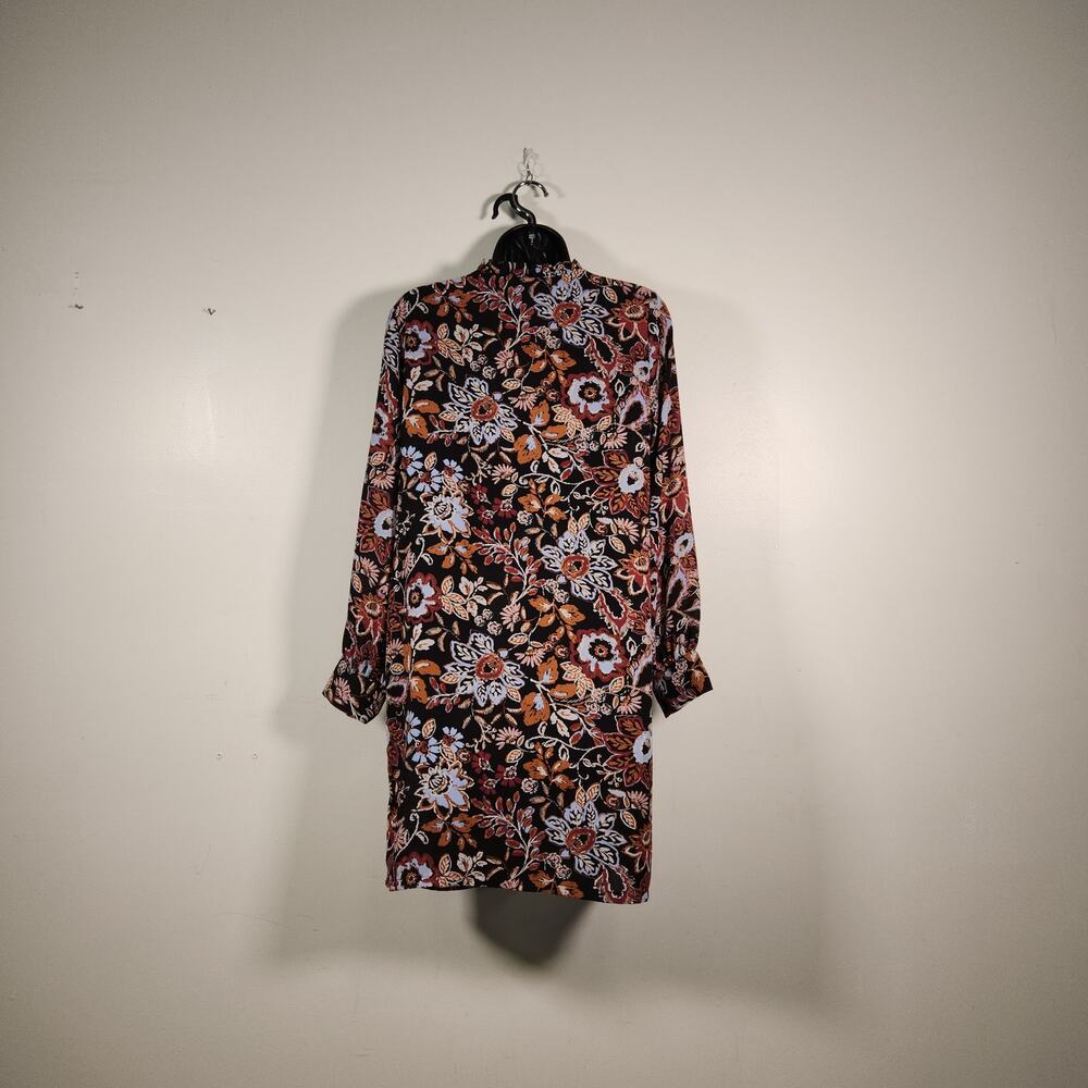 MASSINI Long Sleeve Mini Dress Womens S Multi Floral Lightweight Ruffle Collar - Picture 3 of 11